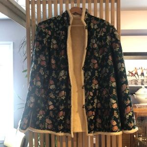 Fleece-Lined Slouchy Silk Patterned Jacket
